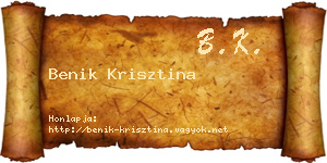 Benik Krisztina névjegykártya